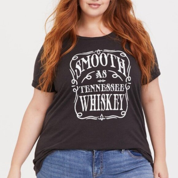Torrid size 3 Black Slub Knit Smooth As Tennessee Whiskey Vintage Crew Tee - Picture 2 of 7